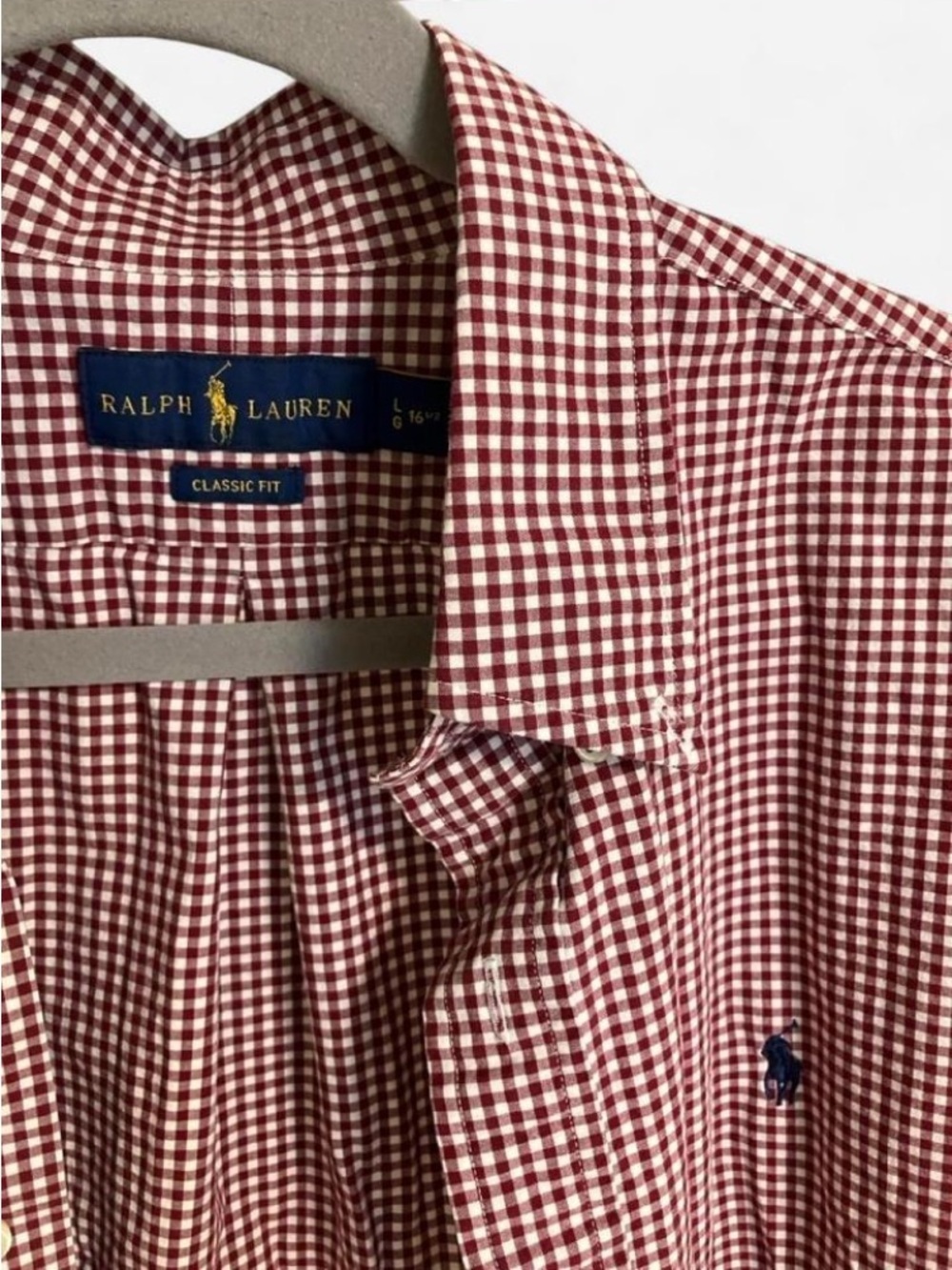 Ralph Lauren Gingham Classic Fit Button-Down Shirt Men’s Size Large 16 1/2
